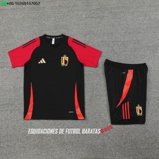 Nuevo Entrenamiento Conjunto Completo Bélgica 2026 Negro Rojo Baratas