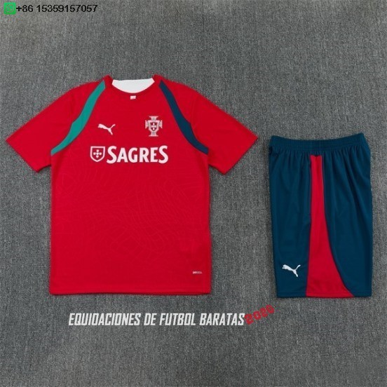 Nuevo Entrenamiento Conjunto Completo Portugal 2026 Rojo Verde Baratas