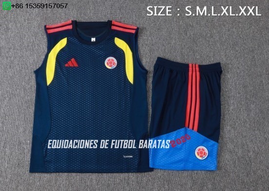 Nuevo Entrenamiento Sin Mangas Conjunto Completo Colombia 2026 Azul Amarillo Baratas