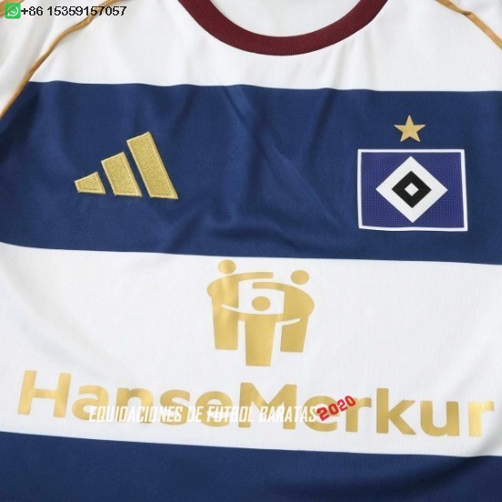 Nuevo Tailandia Especial Camiseta Hamburgo S.V. 25/26 Blanco Azul Baratas