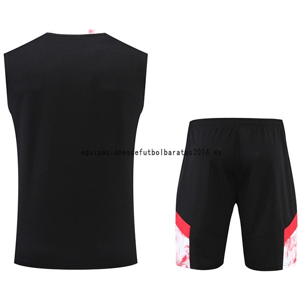 Nuevo Entrenamiento Sin Mangas Conjunto Completo AC Milan 22/23 Negro Rojo Baratas