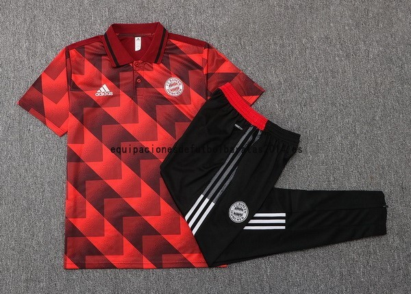 Nuevo Conjunto Completo Polo Bayern Múnich 22/23 Rojo Negro Baratas
