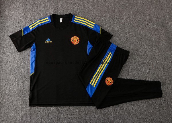 Nuevo Entrenamiento Conjunto Completo Manchester United 22/23 Negro Azul Amarillo Baratas