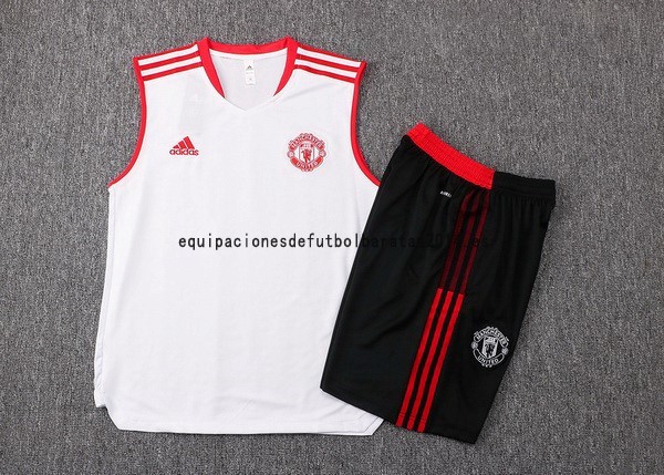 Nuevo Entrenamiento Sin Mangas Conjunto Completo Manchester United 21/22 Blanco Negro Baratas