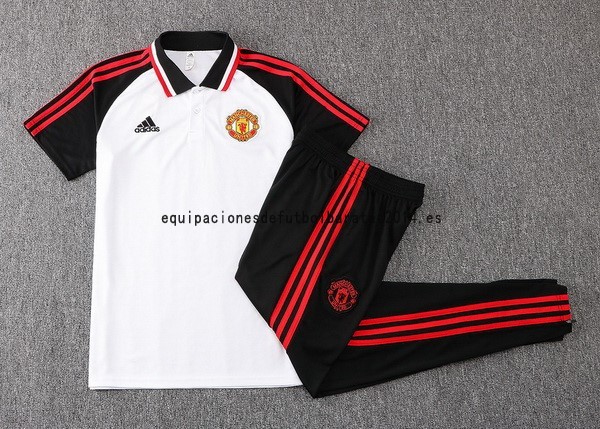 Nuevo Conjunto Completo Polo Manchester United 22/23 Blanco Negro Rojo Baratas
