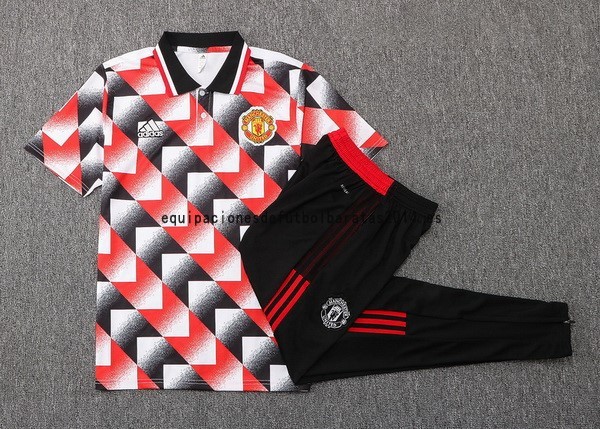 Nuevo Conjunto Completo Polo Manchester United 22/23 Rojo Blanco Negro Baratas