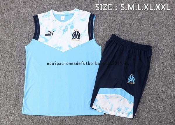 Nuevo Entrenamiento Sin Mangas Conjunto Completo Marsella 2022 2023 Azul I Blanco Baratas