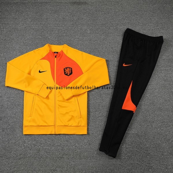 Nuevo Conjunto Completo Ropa Deportiva Con Cremallera Larga Países Bajos 2022 Naranja Negro Baratas
