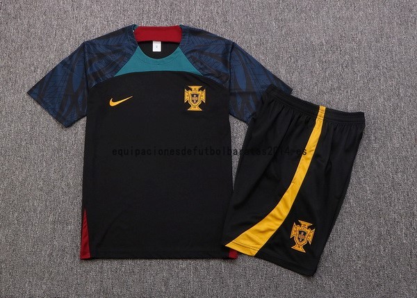 Nuevo Entrenamiento Conjunto Completo Portugal 2022 Negro I Verde Baratas