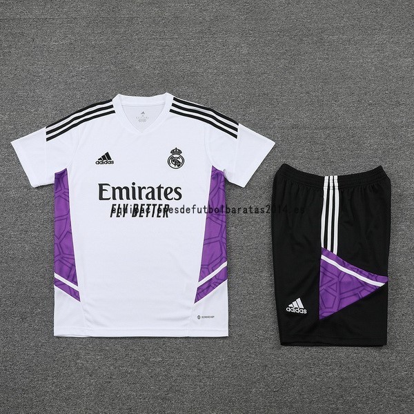 Nuevo Entrenamiento Conjunto Completo Real Madrid 22/23 Blanco II Purpura Negro Baratas