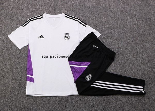 Nuevo Entrenamiento Conjunto Completo Real Madrid 22/23 Blanco Negro Purpura Baratas