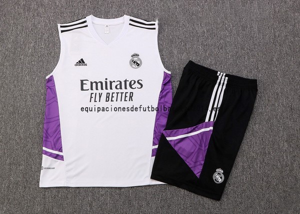 Nuevo Entrenamiento Sin Mangas Conjunto Completo Real Madrid 22/23 Blanco Purpura Negro Baratas
