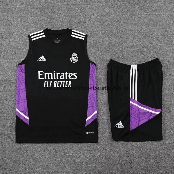 Nuevo Entrenamiento Sin Mangas Conjunto Completo Real Madrid 22/23 Negro Purpura Baratas